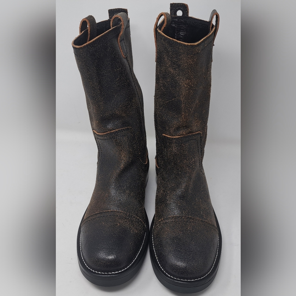 Diesel Men's Throuper Boots Biker Cowhide Leather Distressed Brown 10.5 US 44 EU - Picture 5 of 15